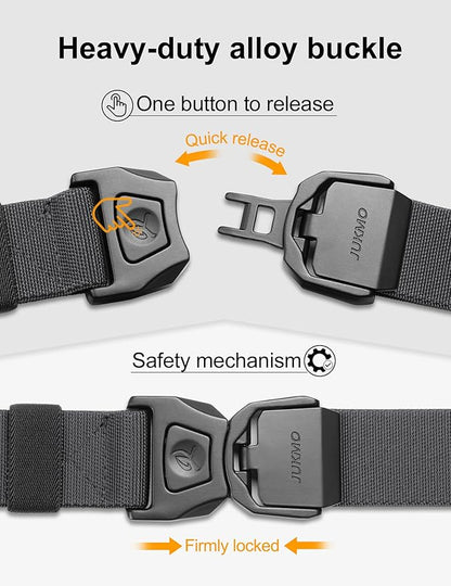 JUKMO Quick Release Tactical Belt, Military Work 1.5" Nylon Web Golf Belt with Heavy Duty Seatbelt Buckle