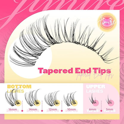 Venus Lash Clusters Kit with Bottom Lashes Natural Look Wispy 10-16MM Lash Extension Kit with Lash Bond and Seal, Remover, Tweezers D Curl Cluster Eyelash Extensions Kit Individual Lashes by JIMIRE