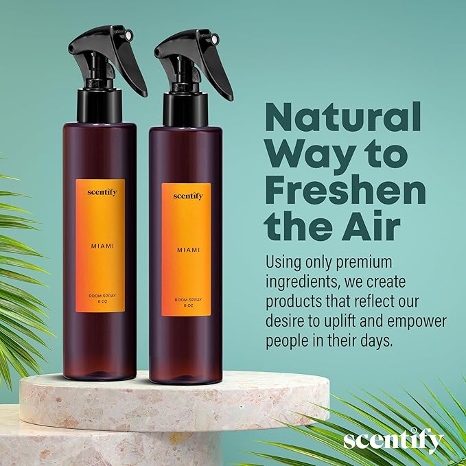 Scentify Miami Odor Neutralizing Room Spray – Luxury Cashmere, Floral & Musky Wood Fragrance, Instant Odor Eliminator for Home, Office & Car – 6 oz