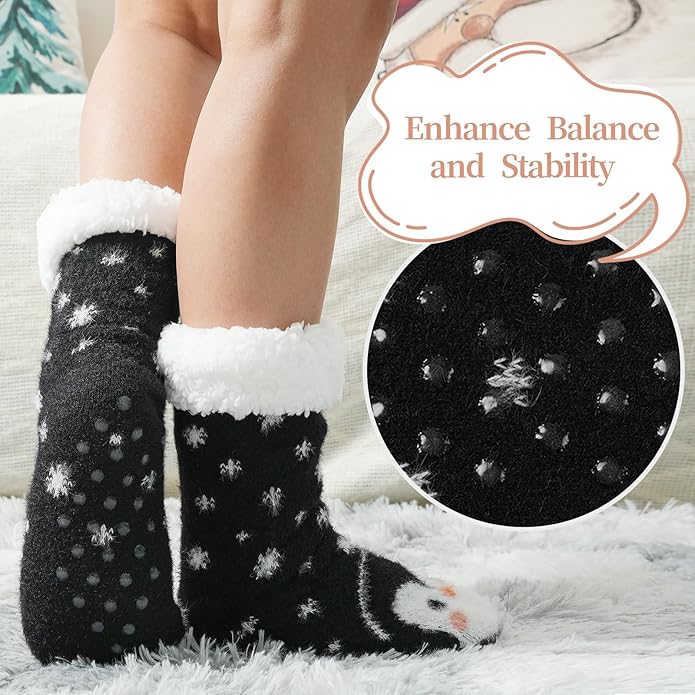 JaosWish Cat Fuzzy Socks Womens Pilates,Postpartum Essentials Non Slip Grip Slippers Hospital Socks for Labor Delivery