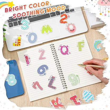36 Pcs Anxiety Sensory Stickers Mental Health Stickers Fidget Textured Strips Toys Adhesive Tactile Calm Relief Items for Adults Desk School Counselor Classroom(Letters and Number)