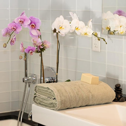 Mosobam Luxury Turkish Towels Bath Sheets 35X70 Seagrass Green Oversize 700 GSM Bamboo Viscose & Aegean Turkish Combed Cotton