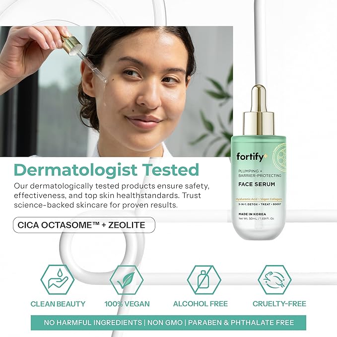 Fortify+ Natural Bacteria Fighting Skincare - Facial Serum - Moisturizing & Rejuvenating | Protects & Revives | Clean Beauty | Made in Korea - 50ML