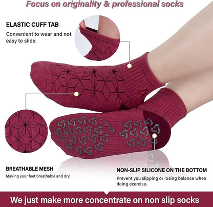 Ozaiic Non Slip Socks Grip for Yoga Home Workout Pure Barre, Pilates, Hospital, Ideal Cushion Socks for Men and Women