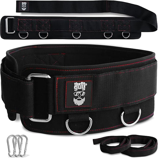 Multi-Attachment Belt for Cable Machine and Smart Home Gym Squats and Hip Thrusts, 5 Attachment Points for Optimal Weight Distribution, 2 Straps (40” & 27”) and 3 Metal Snap Hooks Included