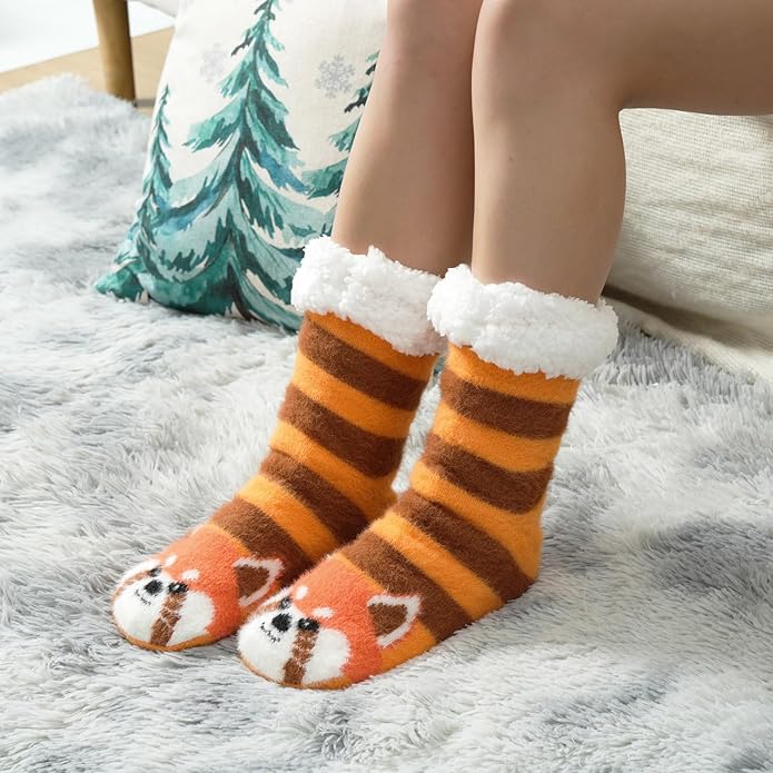JaosWish Cat Fuzzy Socks Womens Pilates,Postpartum Essentials Non Slip Grip Slippers Hospital Socks for Labor Delivery