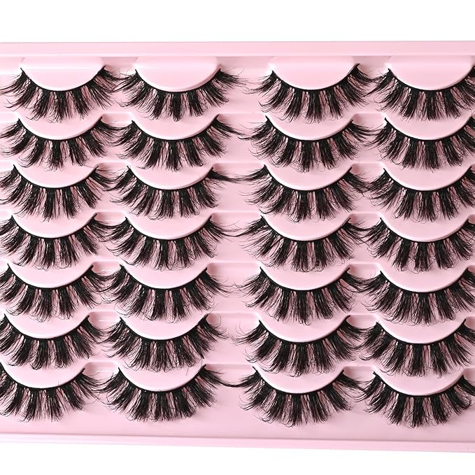 FARRED Mink Lashes Fluffy Eyelashes Natural Look Short Wispy Eye lash Natural False Eyelash 14 Pairs Faux Mink Strip Lashes Pack for Daily Makeup (F6 | 11-17mm)