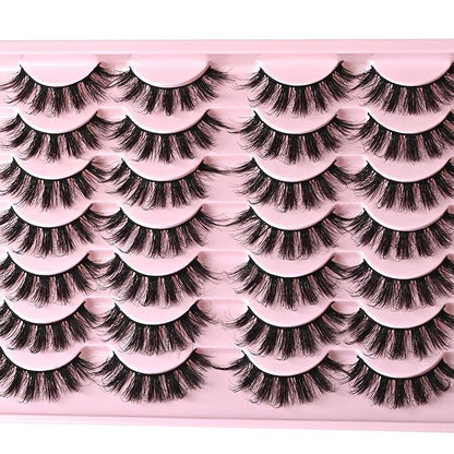 FARRED Mink Lashes Fluffy Eyelashes Natural Look Short Wispy Eye lash Natural False Eyelash 14 Pairs Faux Mink Strip Lashes Pack for Daily Makeup (F6 | 11-17mm)