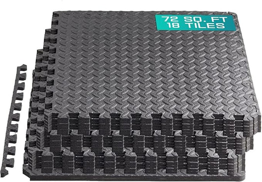 Yes4All 24SQFT-120SQFT Puzzle Exercise Mat for Home Gym, EVA Interlocking Foam Floor Tiles with Border for Workout Equipment