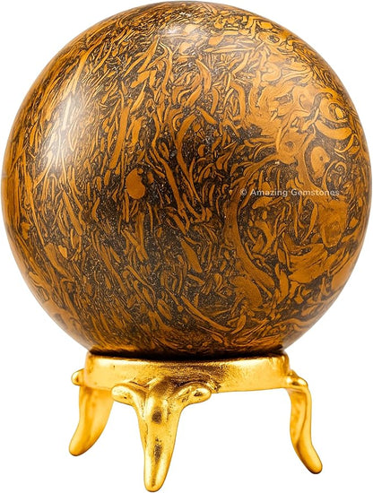 Amazing Gemstone Mariyam Jasper Crystal Ball with Stand - 2" Inches Crystal Sphere Meditation Balls for Witchcraft and Decorative Balls