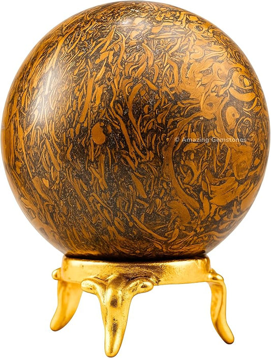 Amazing Gemstone Mariyam Jasper Crystal Ball with Stand - 2" Inches Crystal Sphere Meditation Balls for Witchcraft and Decorative Balls