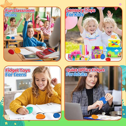 Sensory Fidget Toys for Kids Adults 12 PC Silicone Worry Stone Travel Toy for Autism ADHD Teens Calm Down Quiet Anxiety Fidgets for Classroom Stress Toy Christmas Stocking Stuffer Gift for Kid Toddler