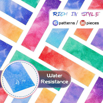 36 Pcs Anxiety Sensory Stickers Mental Health Stickers Fidget Textured Strips Toys Adhesive Tactile Calm Relief Items for Adults Desk School Counselor Classroom(Watercolor Style)
