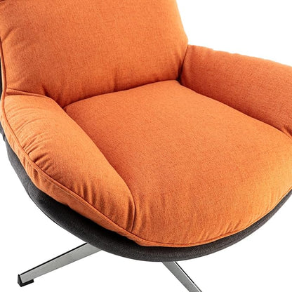 DUOMAY Swivel Lounge Chair Modern Linen Soft Accent Chair with Chrome Base, 34" Wide Relax Glider Rocker Chair for Living Room Bedroom Reading Room Office, Orange