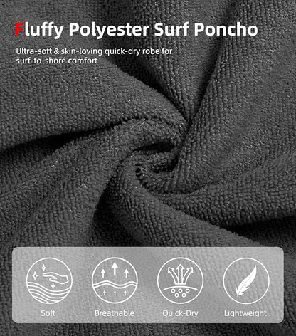Abahub Surf Poncho Men & Women Towel Poncho Adult with Hood, Thick Quick Dry Changing Poncho Towel, Microfiber Wearable Cover Up for Surfing Beach Swim - Absorbent Changing Towel M (Grey)