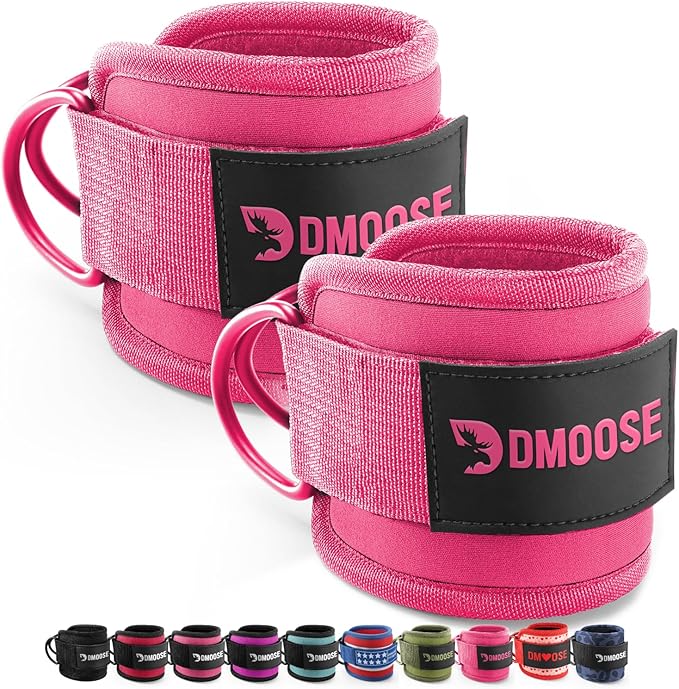 DMoose Fitness Ankle Straps for Cable Machines - One Size Fit with Premium Padding, Glute Kickback Ankle Strap for Women & Men, Cable Attachments for Gym, Booty Workouts, Leg Extension & Hip Abductors