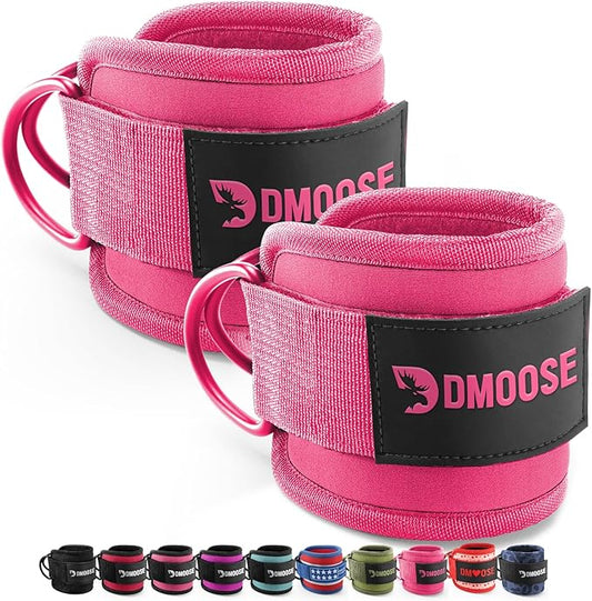 DMoose Fitness Ankle Straps for Cable Machines - One Size Fit with Premium Padding, Glute Kickback Ankle Strap for Women & Men, Cable Attachments for Gym, Booty Workouts, Leg Extension & Hip Abductors