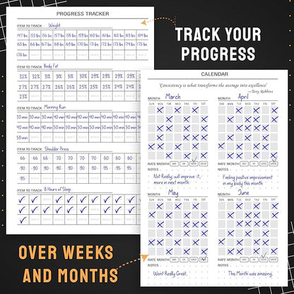 Nextnoid Hardcover Fitness Planner Workout Journal for Men & Women - A5(5.7" x 8.3") Sturdy Workout Book Log to Track Gym & Home Workouts - Beige