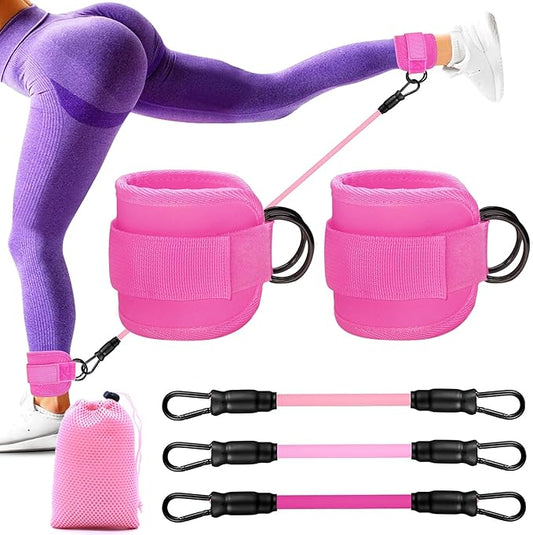 Fitness Ankle Straps for Cable Machine, Kickbacks Glute Workouts, Lower Body Exercises, Adjustable Leg Straps with Neoprene Padding Men Women