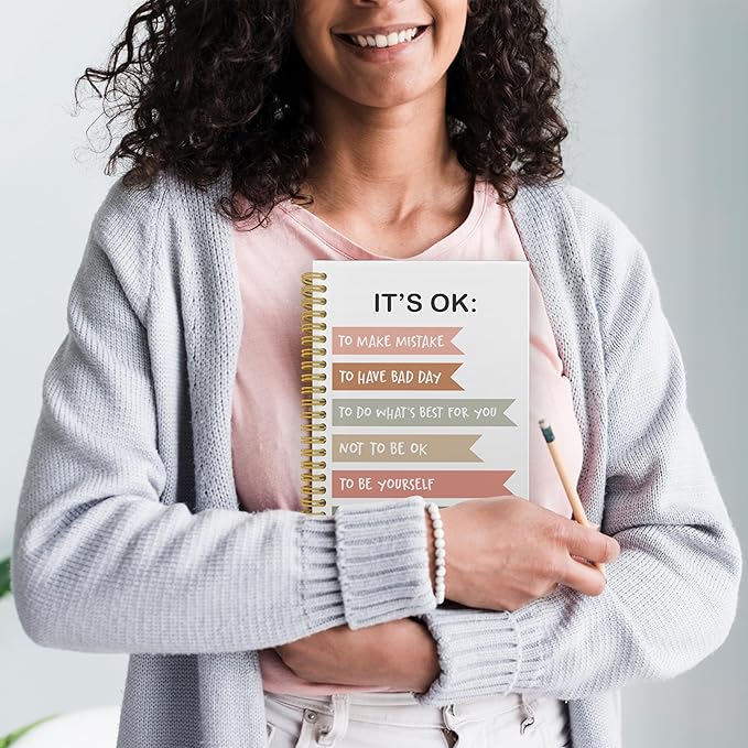 It's OK to not Be OK Mental Health Journal, Mental Health Gifts, Therapy Journal Notebook for Mental Health, Mental Health Journal for Women, Spiral Notebook 5.5x8.3 with 164 Pages