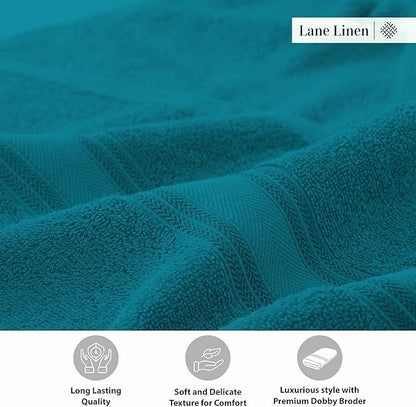 LANE LINEN 100% Cotton Oversized Bath Towels Set of 4 (35"x66") - Zero Twist Cotton Oversized Towels - Quick Dry, Soft & Absorbent Extra Large Bath Towel Set - Dorm Essentials for Girls - Sea Port