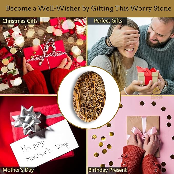 Mariam Jasper Worry Stones – Crystal Thumb Worry Stone for Anguish, Stress – Relaxing and Soothing Balance Stones for Meditation, Stress Relief – Healing Stones and Crystals for Men and Women