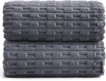 40x80 Inches Oversized Bath Sheets Extra Large Bath Towels Set of 6 for Adults Super Soft Quick Dry Lightweight Lint Free Absorbent Stripe Microfiber Shower Towels (Charcoal Grey, 2 Piece)