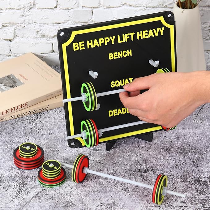 Bnesi Personalized Removable Mini Barbells Tracking Board Custom Weightlifting Tracking Board with Text Customized Board for Workout Tracking Gifts for Fitness Lovers