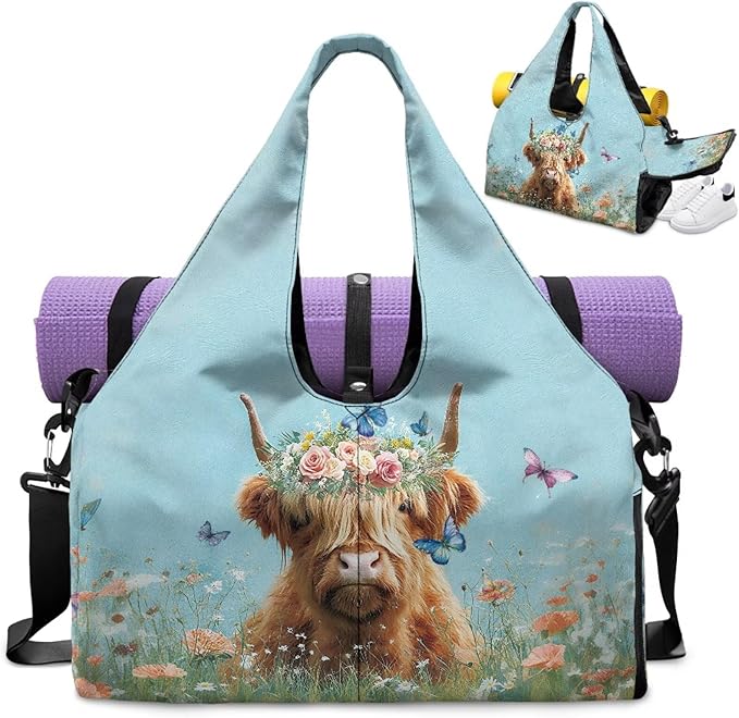 Yoga Mat Bag for Women Men Large Carryall Tote with Adjustable Shoulder Strap for Gym Yoga Travel Pilates Office