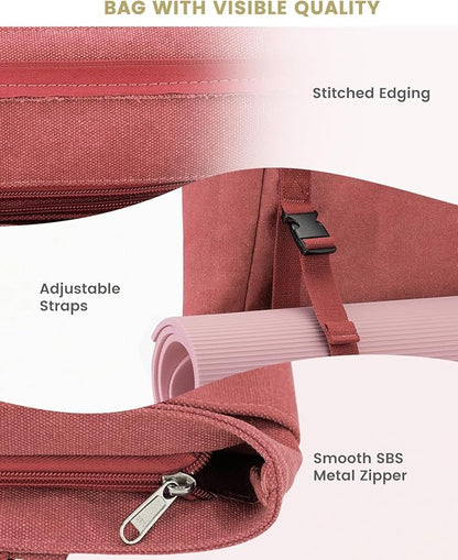 Gonex Yoga Mat Bag, Yoga Gym Bag Tote Bag with Multi Pockets For Women Men, Canvas Yoga Mat Carrier Take in Out Mat Easily For Pilates Travel Workout Office