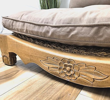 Handcrafted Wooden Meditation Chair with Woven Seagrass Seat, 30 x 28 x 18 inches (Harvest Gold)