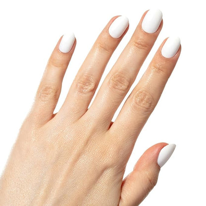 Short White Press On Nails | Hard Candy False Nails with Real White Nail Polish| Includes - 24 Reusable Short Round Nails, Strong Nail Glue, Travel Case and Accessories.