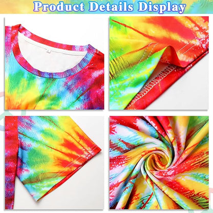 Hippie Costume for Men Women 4PCS Mens 60s 70s Outfit Set Colorful Hippie Shirt Sunglasses Headband Peace Necklace
