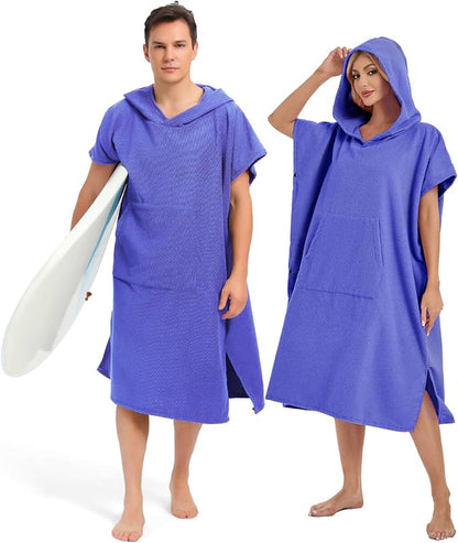 Abahub Surf Poncho Men & Women Towel Poncho Adult with Hood, Thick Quick Dry Changing Poncho Towel, Microfiber Wearable Cover Up for Surfing Beach Swim - Absorbent Changing Towel M (Purple)