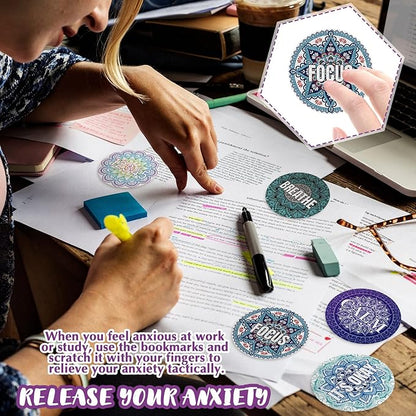 Crtiin 50 Pieces Anxiety Sensory Stickers for Anxiety Relief Items Mental Health Stickers Fidget Textured Strips for Office Desk Relieve Adult Stress