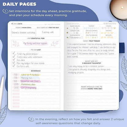 Clever Fox Self-Care Journal Pocket – Daily Reflection Notebook – Mental Health & Personal Development Planner, Meditation & Mood Log (Mystic Blue)