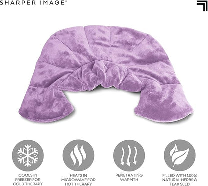 Sharper Image Heated Neck & Shoulder Wrap - Microwavable Warm & Cooling Plush Pad, Scented Aromatherapy (100% Natural Lavender & Herb Spa Blend), Pain Tension Headache Relief Therapy, Gift for Women
