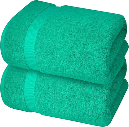 Infinitee Xclusives– Luxury Bath Sheets Towels – 2 Pack 600 GSM (35X70 Inches)– 100% Ring Spun Cotton Large Bath Towels for Bathroom (Vivid Green, Bath Sheet Pack of 2)