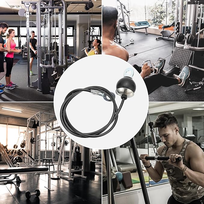PATIKIL Pulley Cable, Adjustable Fitness Cable Pulley System Replacement Thick 4mm Heavy Gym Cable Pulley Attachment for Home Cable, Black (B-3m)