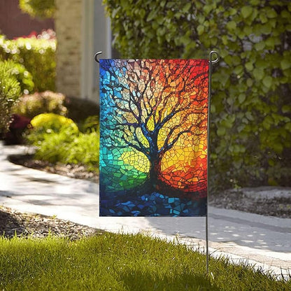 Mosaic Tree Garden Flag 12x18 In Double Sided Yard Flags Lawn Sign Decor No Flagstand