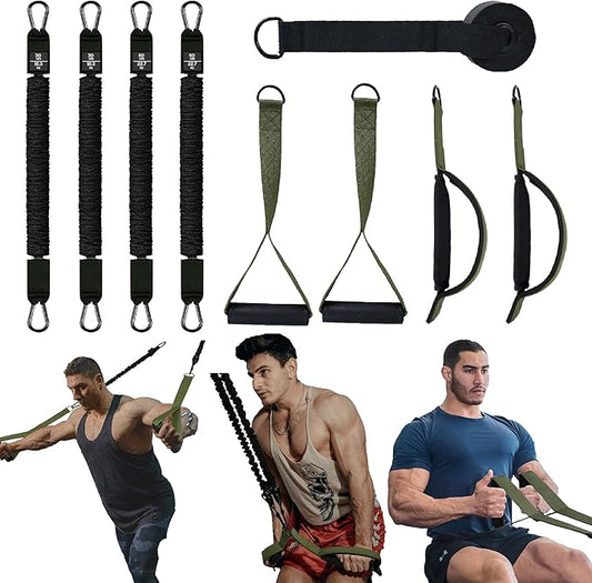 Home Gym Equipment Resistance Bands, Dual-Handle Design, Door Anchor, Door Workout Equipment for Triceps, LAT, Arms, Back, Abs, Shoulder