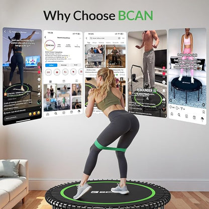 BCAN 450LBS/550LBS Foldable Mini Trampoline, 40"/48" Fitness Trampoline with Durable Bungees, Stable & Quiet Exercise Rebounder for Adults,Great Mini Trampoline for Indoor/Garden Workout - 2