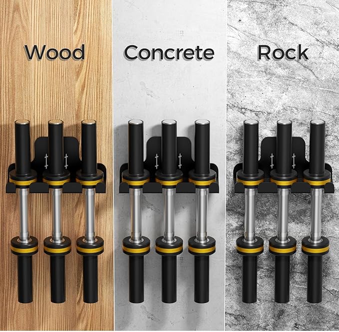 Barbell Wall Holder,Olympic Hanger,Garage Gym Bar Wall Rack,Vertical Barbell Mount Rack,Space Saving Commercial or Home Gym Accessory,Holds Under 33mm Bar Size(Black)