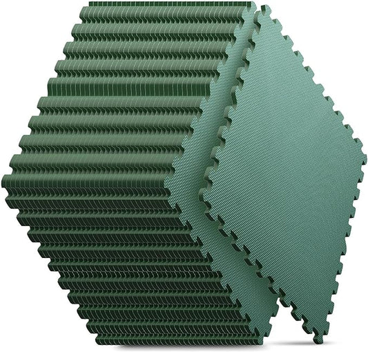 Home Gym Mat, Puzzle Exercise Mat, EVA Interlocking Foam Floor Tiles for Home Workout Equipment and Kids' Play Areas -, 24 in x 24 in x ½ in, Green 36 Tiles