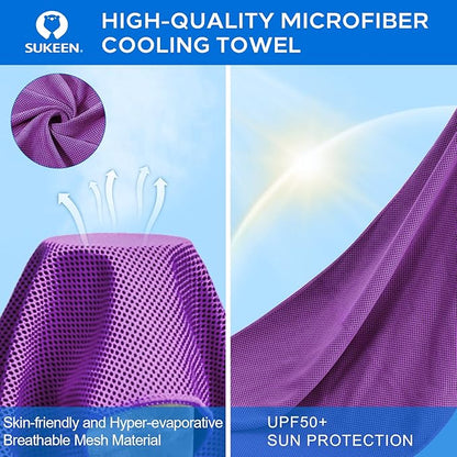 Sukeen 4 Pack Cooling Towel (40"x12"), Ice Towel, Soft Breathable Chilly Microfiber Towel for Yoga, Sport, Running, Gym, Workout, Camping, Fitness, More Activities