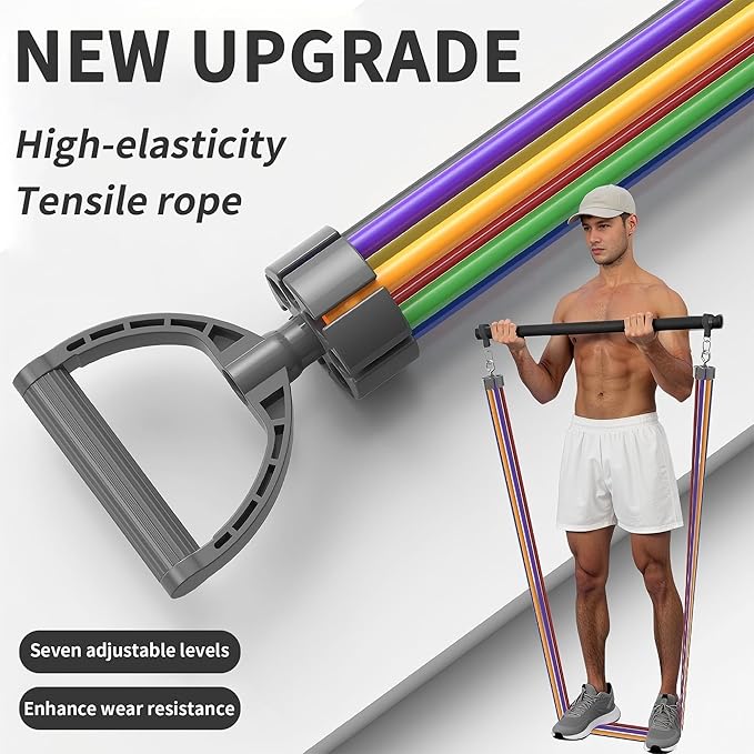 Resistance Bands Set 17 Piece - Exercise Tubes with Handles, Door Anchor, Ankle Straps & Carry Bag - Shape Body & Home Workouts