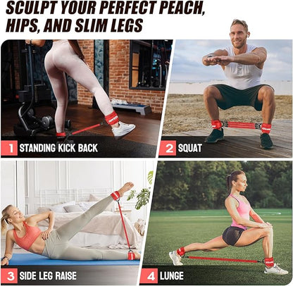 Ankle Resistance Bands with Cuffs, Ankle Weights Bands for Working Out, Women Leg and Glutes Workout Equipment, Exercise Bands for Kickbacks, Butt and Booty Trainer, Home Gym Fitness Equipment