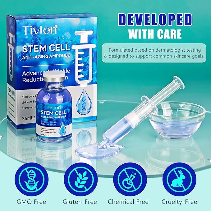 Stem Cell Serum for Face, Stem Cell Anti-Aging Serum for Women, Supports Anti-Wrinkle, Hydrate, Firm & Improve Skin Elasticity, and Renew Your Skin for a Youthful Glow