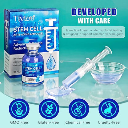 Stem Cell Serum for Face, Stem Cell Anti-Aging Serum for Women, Supports Anti-Wrinkle, Hydrate, Firm & Improve Skin Elasticity, and Renew Your Skin for a Youthful Glow