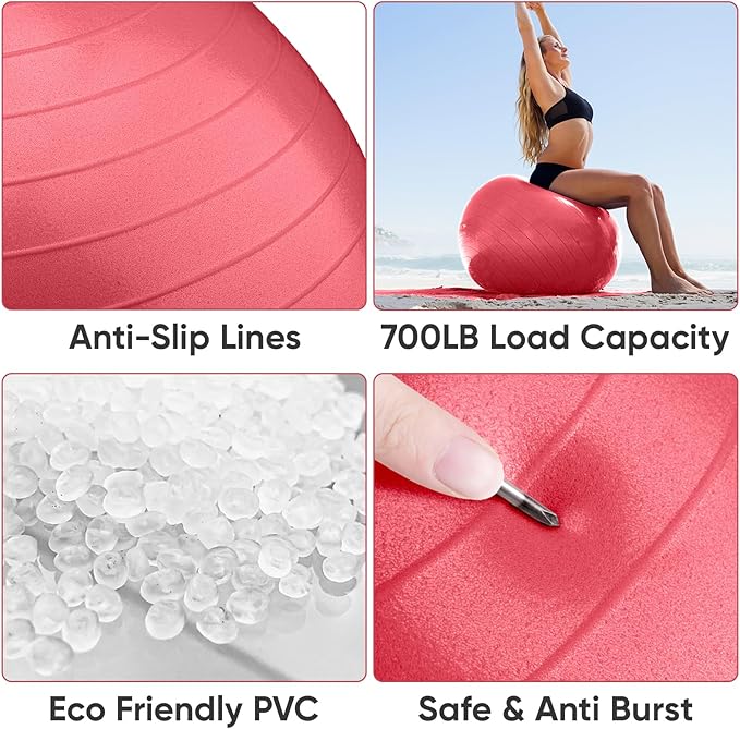 APEXUP Yoga Ball Exercise Ball Anti Slip Heavy Duty for Fitness, Balance & Core Workout